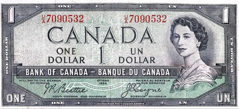 1954 Devil's Face 1 Dollar Note - A Rare Glimpse into Canadian Numismatic History"