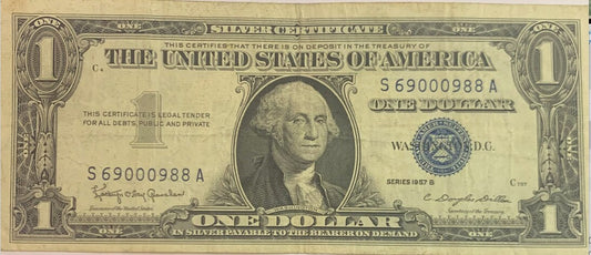 Rare Vintage Certificate 1 Dollar 1957-B - Blue Seal Edition (1935-1957)"