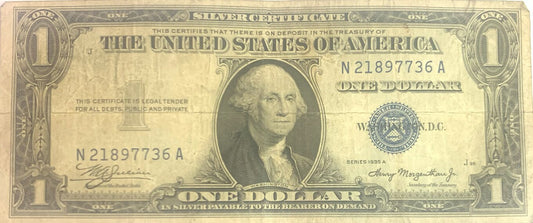 Invest in History: United States 1 Dollar Silver Certificate 1935 A Blue Seal - Timeless Monetary Art!"