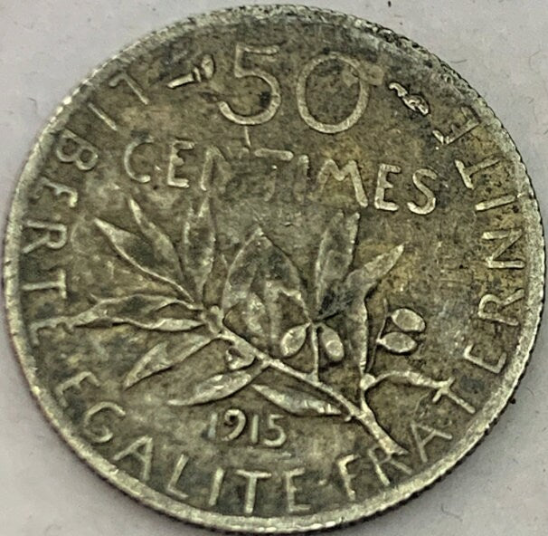 Historical Treasure: Rare France 50 Centimes, 1915 Coin!"