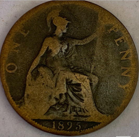 Rare Gem: United Kingdom Bronze 1 Penny 1895 - Queen Victoria Era"