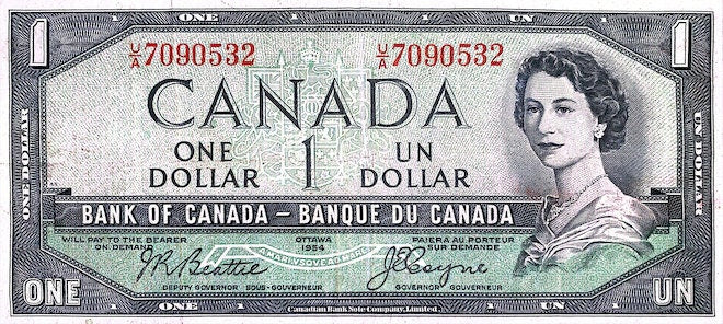 1954 Devil's Face 1 Dollar Note - A Rare Glimpse into Canadian Numismatic History"