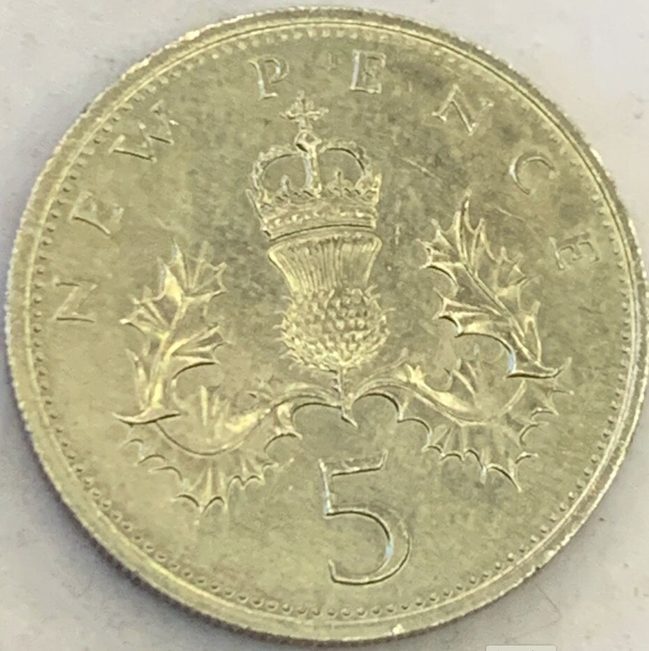 Vintage Charm: 1968-1971 British 5 Pence Coins" ( 4 Peaces )