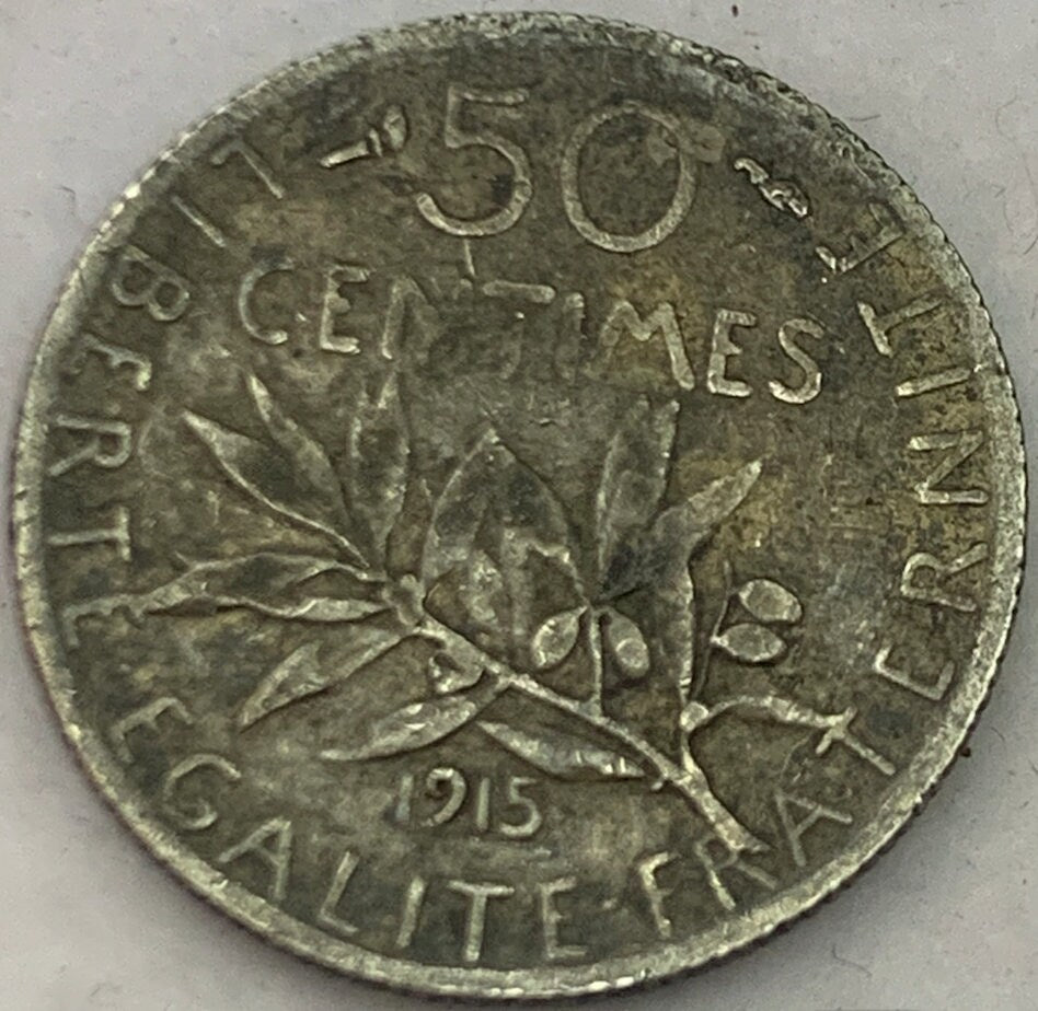 Historical Treasure: Rare France 50 Centimes, 1915 Coin!"