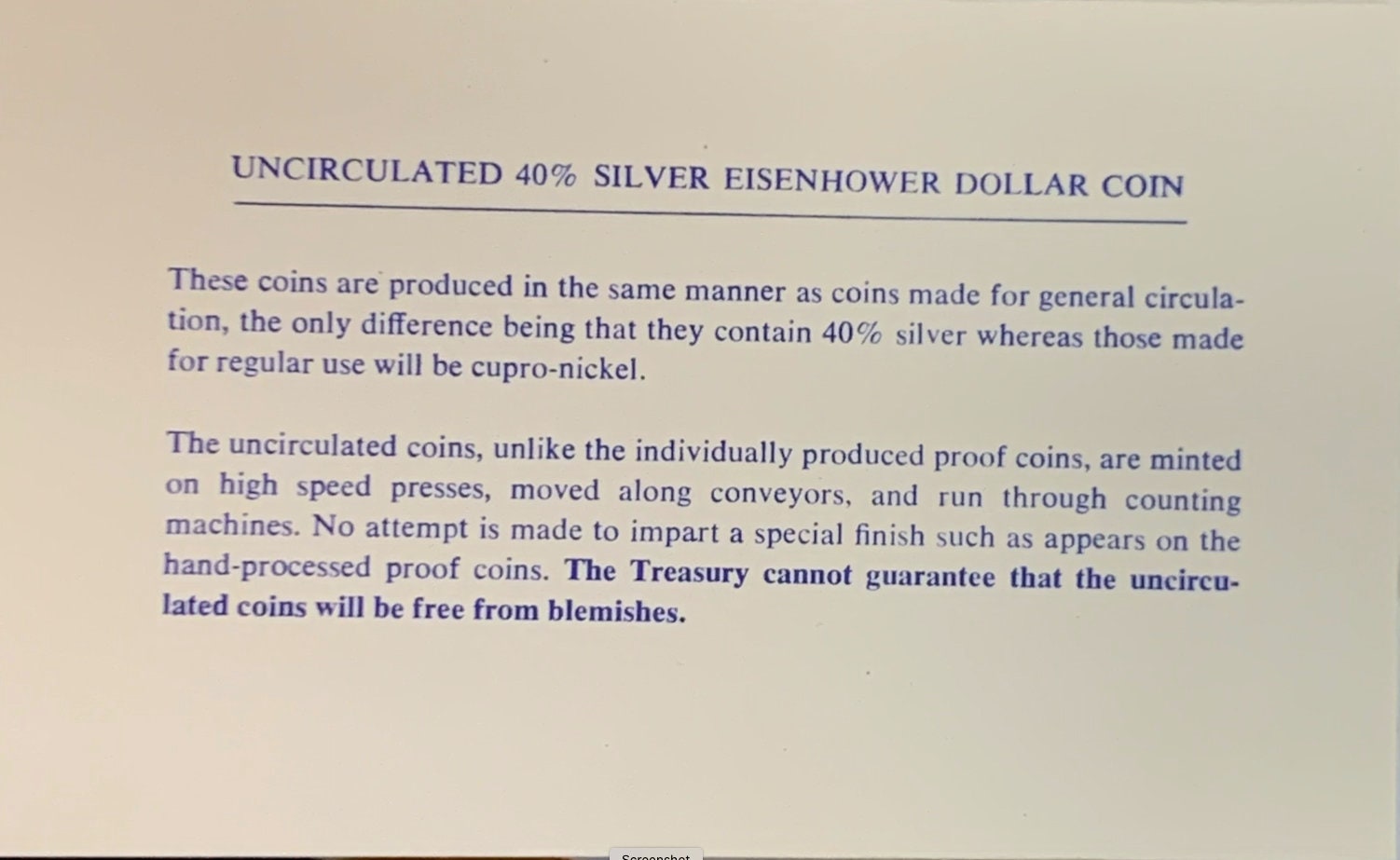 Collectible 1974 Silver Eisenhower Dollar – Original Blue Treasury Envelope Included"