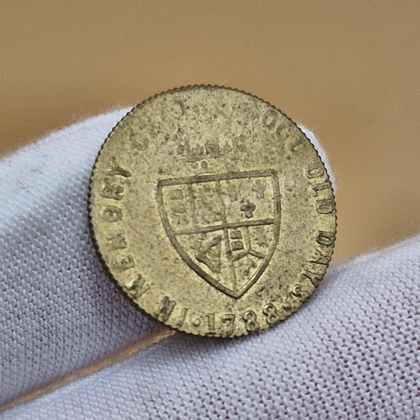 Antique 1788 George III Spade Gaming Token - Remember the Good Old Days - Brass Coin