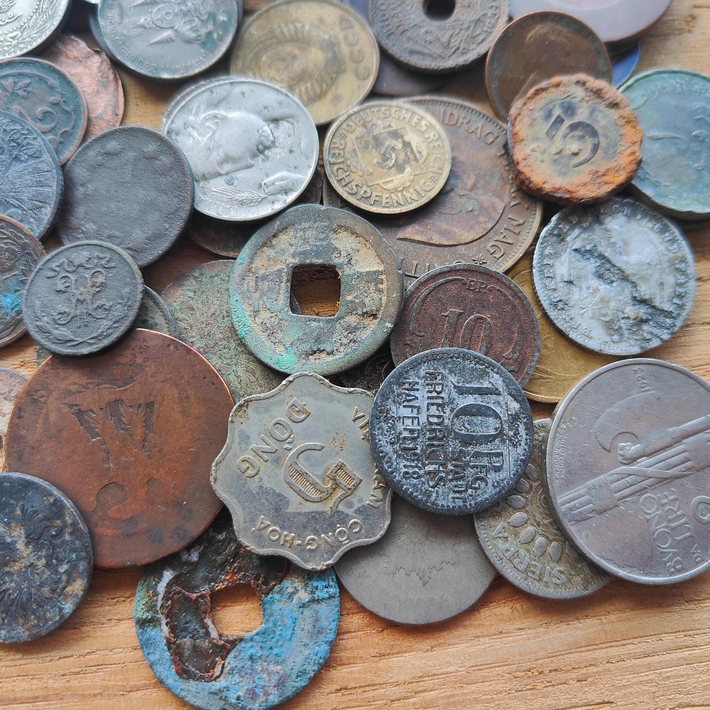 Old Antique Coins for Collecting Revival or Crafting. Some Dug up with Scratches and Corrosion Bulk Coin Lot 55 Pcs.