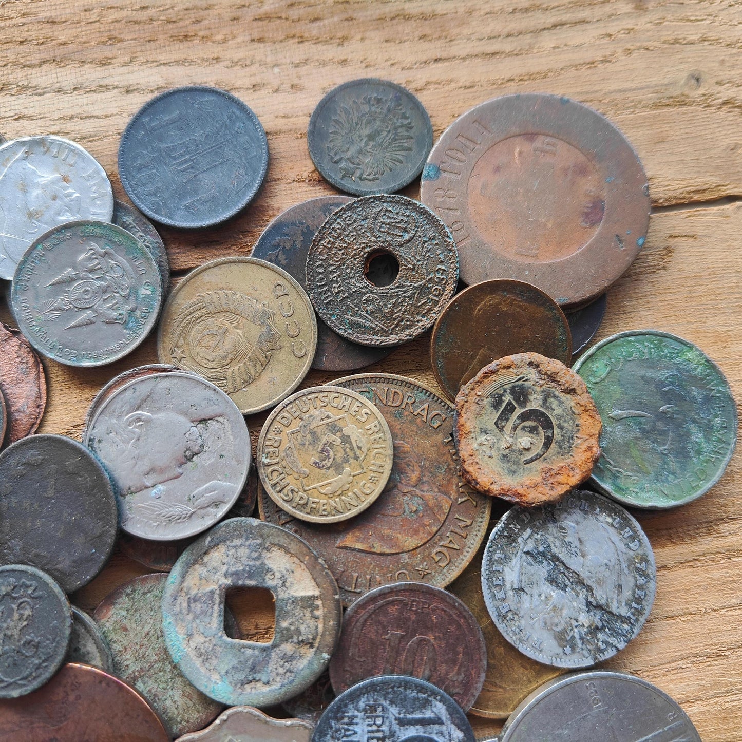 Old Antique Coins for Collecting Revival or Crafting. Some Dug up with Scratches and Corrosion Bulk Coin Lot 55 Pcs.