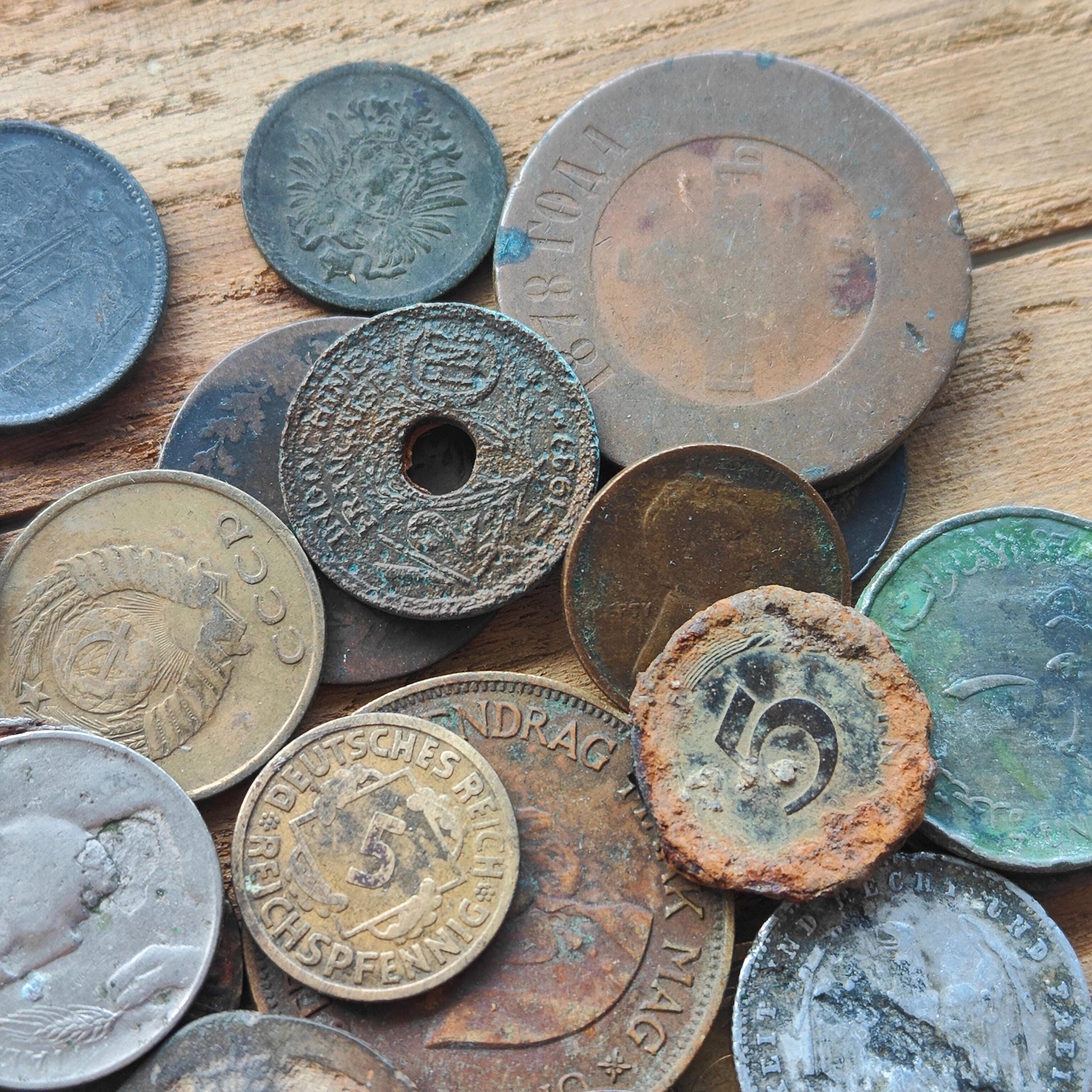 Old Antique Coins for Collecting Revival or Crafting. Some Dug up with Scratches and Corrosion Bulk Coin Lot 55 Pcs.