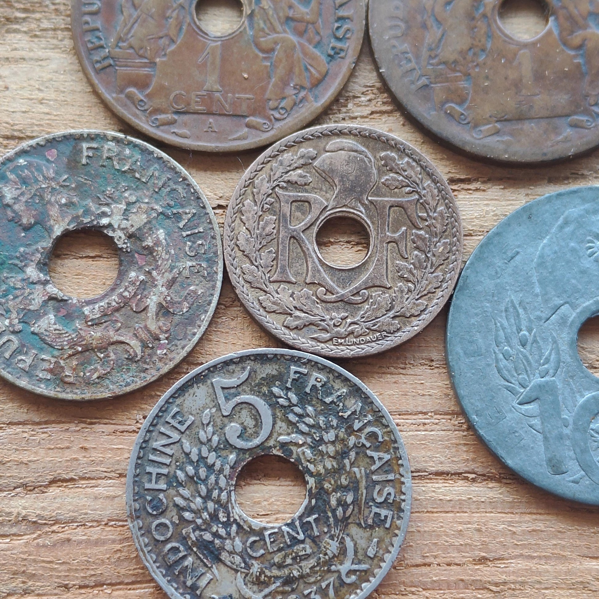 Vietnam Old Coin Lot from 1897 French Indochina Antique Numismatic Collectibles 6 Pcs. Historical Coins