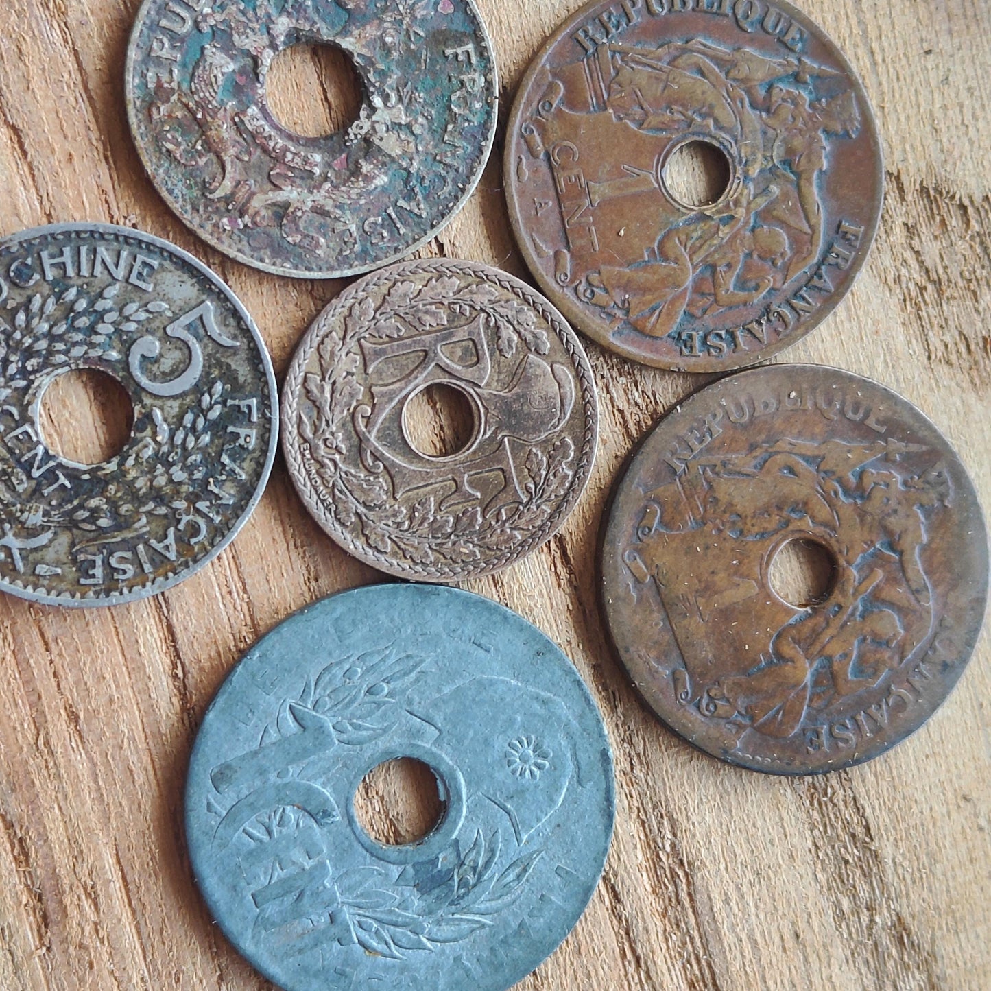 Vietnam Old Coin Lot from 1897 French Indochina Antique Numismatic Collectibles 6 Pcs. Historical Coins