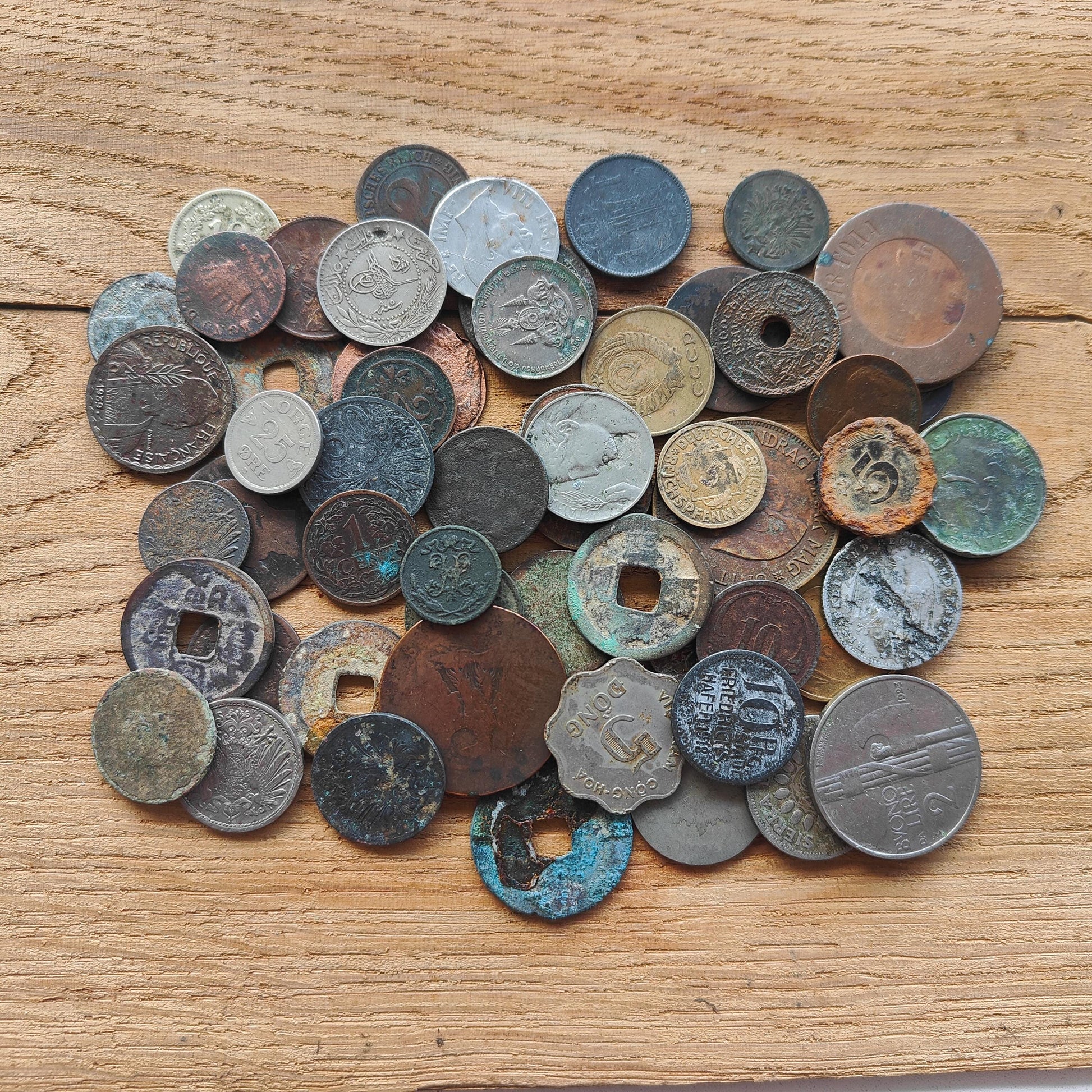 Old Antique Coins for Collecting Revival or Crafting. Some Dug up with Scratches and Corrosion Bulk Coin Lot 55 Pcs.