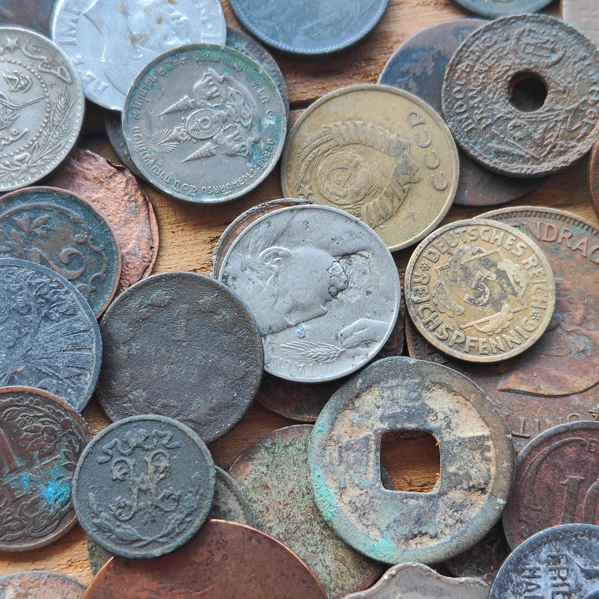 Old Antique Coins for Collecting Revival or Crafting. Some Dug up with Scratches and Corrosion Bulk Coin Lot 55 Pcs.