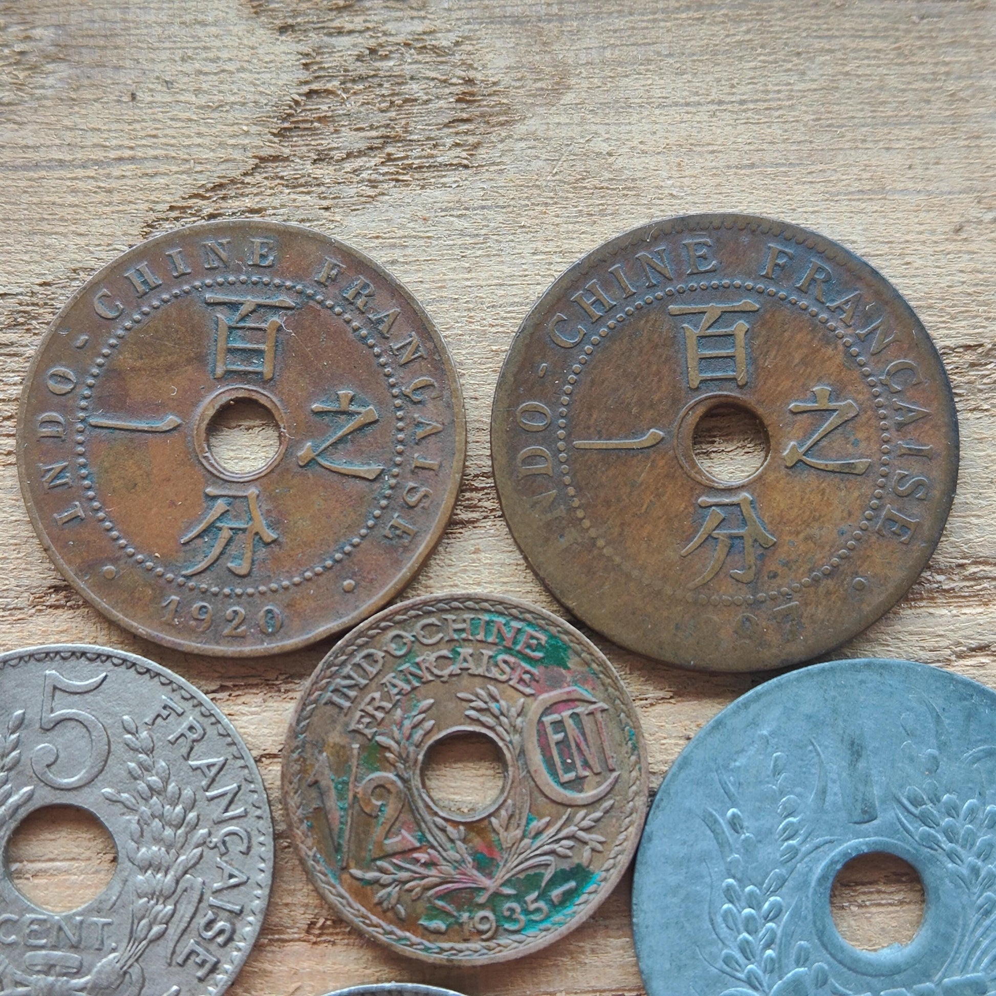 Vietnam Old Coin Lot from 1897 French Indochina Antique Numismatic Collectibles 6 Pcs. Historical Coins