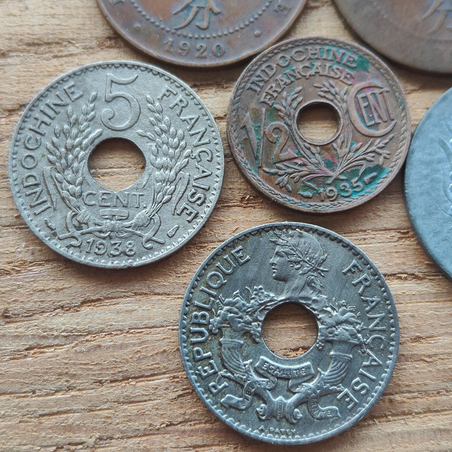 Vietnam Old Coin Lot from 1897 French Indochina Antique Numismatic Collectibles 6 Pcs. Historical Coins