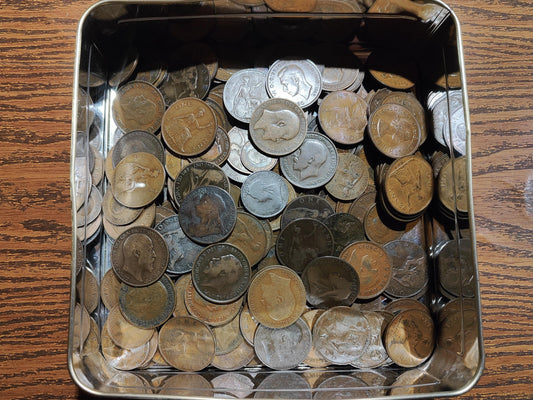 English Old Bronze Coin Collection Various Authentic Penny Coins from 1900'S to 1950'S. British Numismatic Treasure Antique Coin Gift