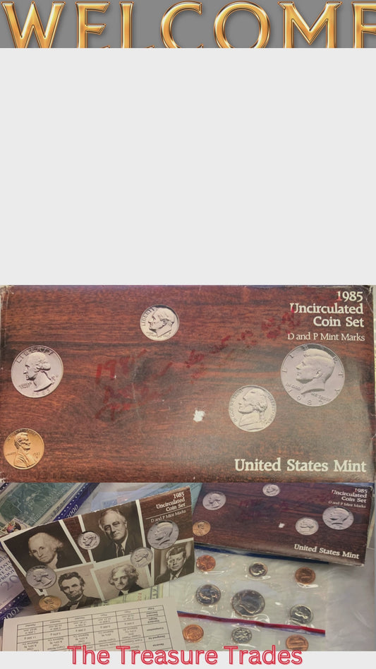 Authentic 1985 U.S. Mint Uncirculated Coin Set with Original Packaging – Pristine Condition