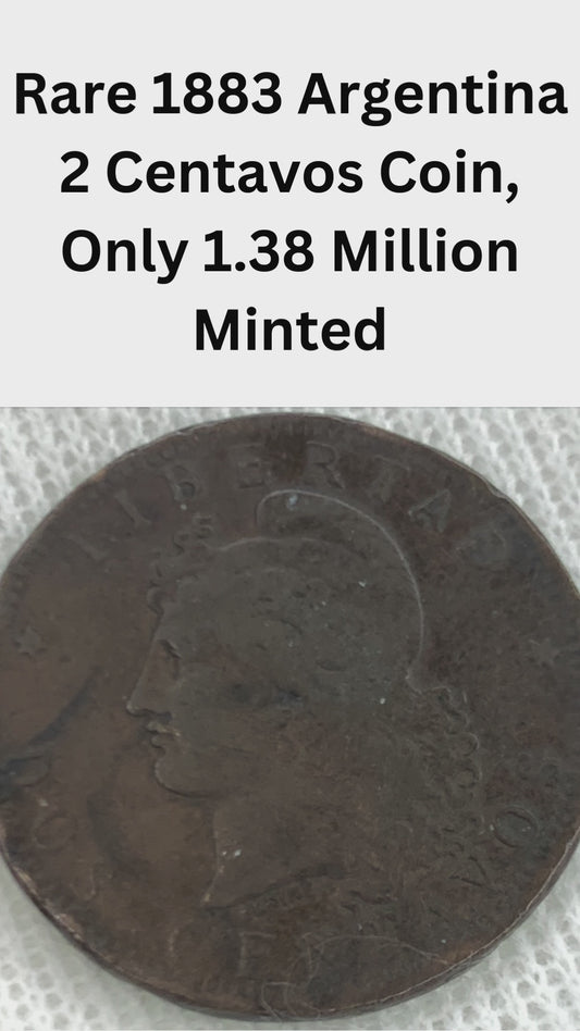 Rare 1883 Argentina 2 Centavos Coin, Only 1.38 Million Minted